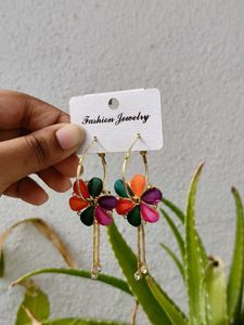 Vibrant Multicolor Floral Dangle Earrings