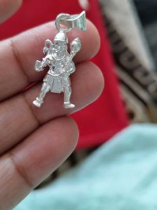 Pure Silver Hanumanji And Gada Pendant