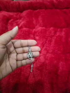 N Initial Silver Heart Chain