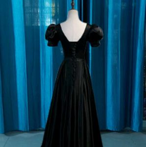 Black Satin  Long Gown