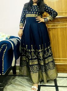 Blue &amp; Golden Anarkali Long Kurti For Wedding