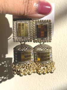 Golden Mirror Jhumka
