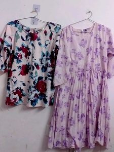 Floral Top &amp; Dress Set,Used,Slightly