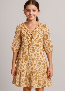 Paisley Print Ruffle Dress