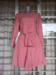 Vintage Gingham Knot-Front Dress