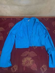 Blue Cropped Jacket