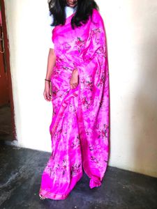 Pink Floral Saree with blouse piece
