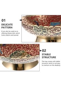 Gold Plated Peacock Embossed Brass Fruit Bowl