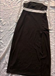 Black Colourblocked Shoulder Straps Maxi Dress