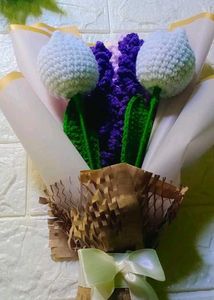 Crochet Tulip And Lavender Flower  Bouqu