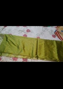 Pure Zari Silk Saree Mehendi Colour