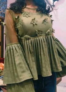 Olive Green Net Top