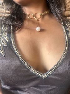 Elegant Brown Embellished Gown