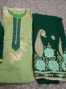 Elegant Green Palazzo Kameez Suit With Dupatta