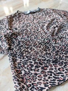 Leopard Print Mesh Top