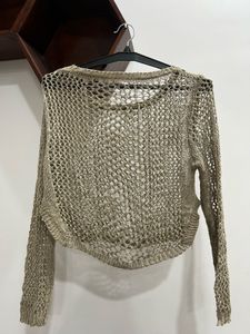 Brown Crochet Knit Top
