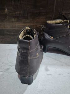 Brown Lace-Up Heel Ankle Boots