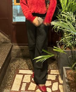 dark grey wide leg trousers