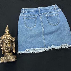 FRONT ZIP DENIM SKIRT