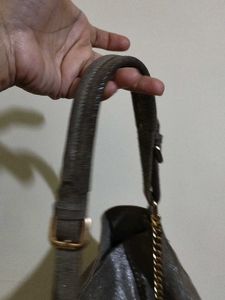 Metallic Silver Chain Strap Hobo Bag