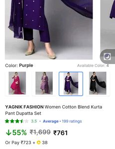 NewElegant Purple Kurta Set