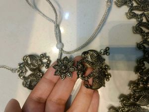 Oxidized Silver Peacock Jewelry Set