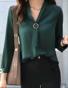 New with tag Pinterest Elegant Green Tie-Neck Blou