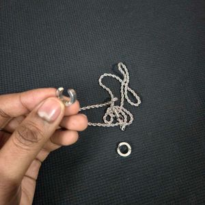 Silver Tone chain &amp; Earrings