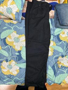 Straight fit navy blue formal pant