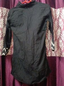 Black Tunic Top with Aztec Cuff Detail