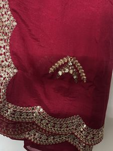 Maroon Saree with Gold Sequins