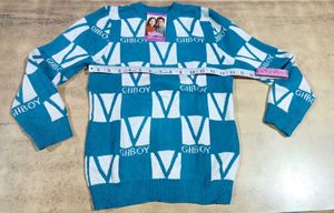 Blue &amp; White Graphic Sweater