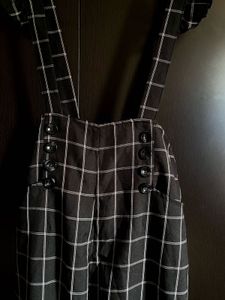 Checkered Suspender Wide-Leg Jumpsuit