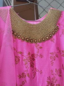 Pink Floral Anarkali Suit Set🌸💖