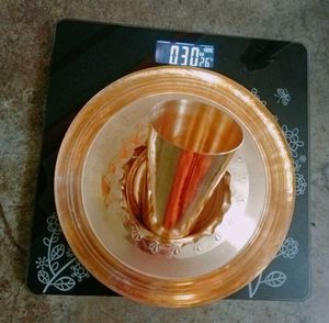 BM brand new brass plate glass and bowl set .