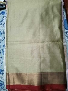 Brand New CottonSilk Saree with Golden SmallLaceBo
