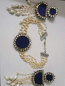 Elegant Pearl & Kundan Jewelry Set