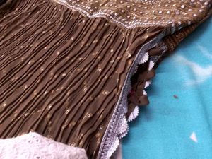 Brown Embroidered nayra Dress with Plazzo