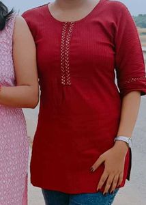 Stylish Maroon Kurti with Embroidery