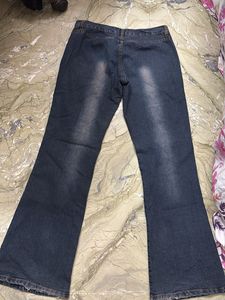 Embroidered Flare Leg Denim Jeans