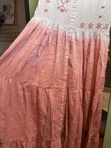 Bombay Paisley Peach Embroidered Tiered Dress