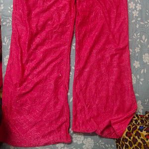 Pink Floral Lace Wide Leg Pants