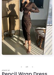 Brown Satin Midi Dress