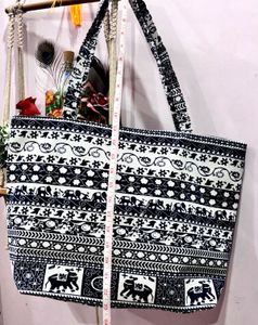 Tote bag Elephant print “White blue mix colour”