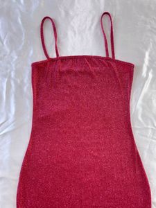 Red Bodycon Glitter Party Dress
