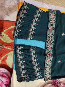 Dark Green Kurta Plazzo Style Pant