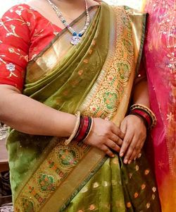 Saree With Unstitched Blouse Attached
