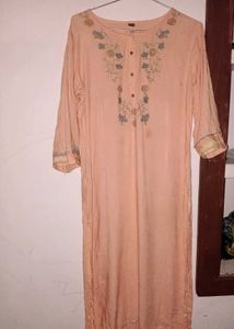 Peach Embroidered Kurta Set