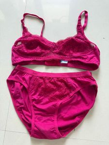 Pink Lace Bra and Panty Set