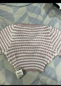 Cute Pink &amp; White Cropped Sweater
